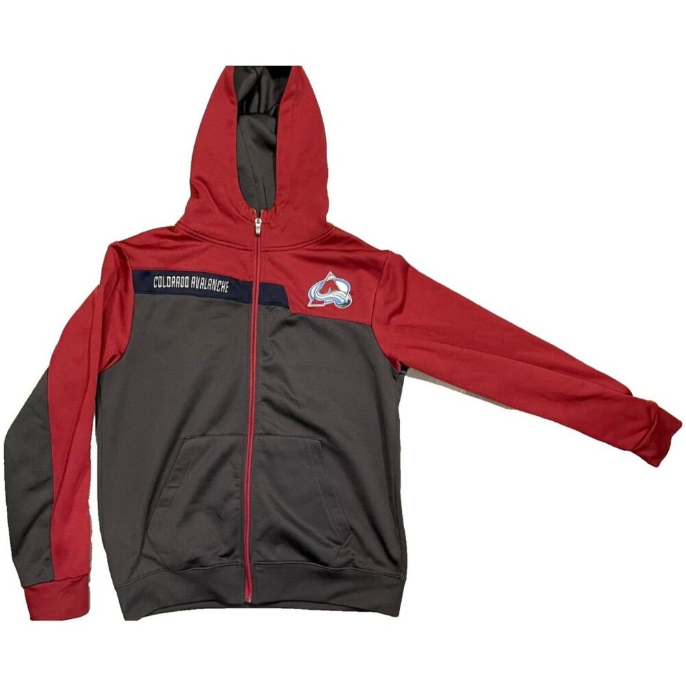 Colosseum Colorado Avalanche Youth L (16/18) Full-Zip Hoodie Jacket Red & Gray c